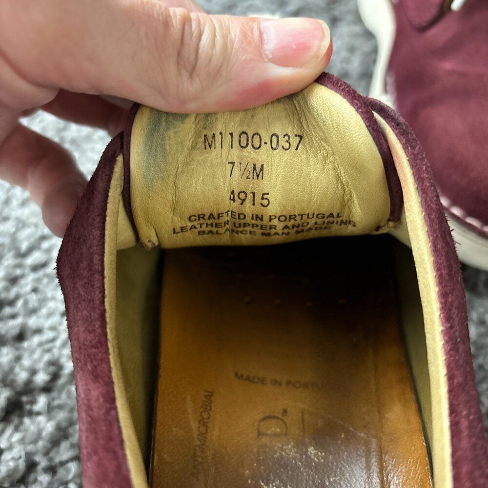 Samuel Hubbard Derby Mens 7.5 Red Suede Vibram Oxford Shoes Made in Portugal - Picture 10 of 11